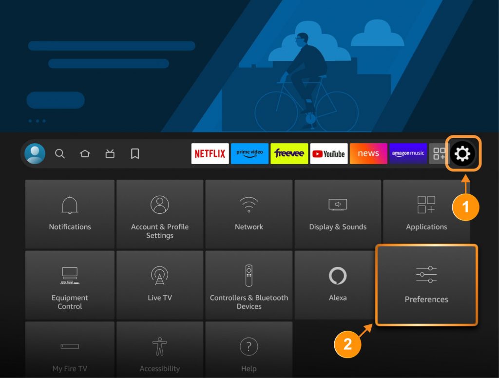 Preferences section on dashboard of Firestick