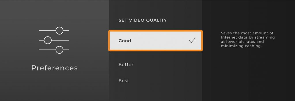 Set video quality to good in dashboard